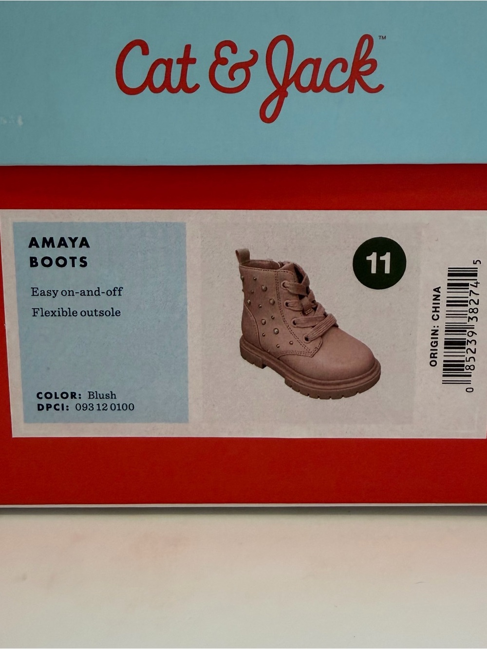 Cat & Jack Amaya Lace-Up Combat Boots, Blush, 11T - Picture 7 of 7